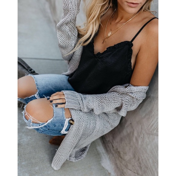 Susie Satin Frill Tank - Black - Picture 4 of 6